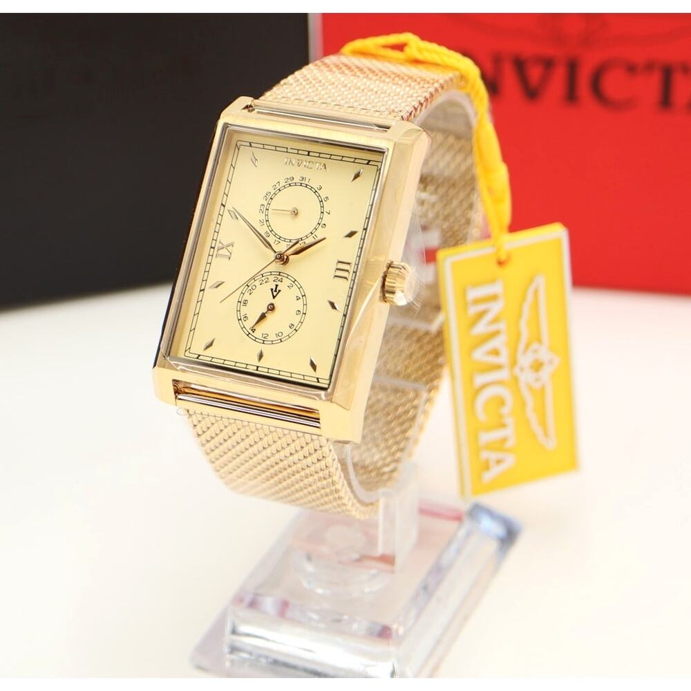 Invicta Men's Gold Tone 40mm Tank Watch Calendar Sweeping Second Hand 46862